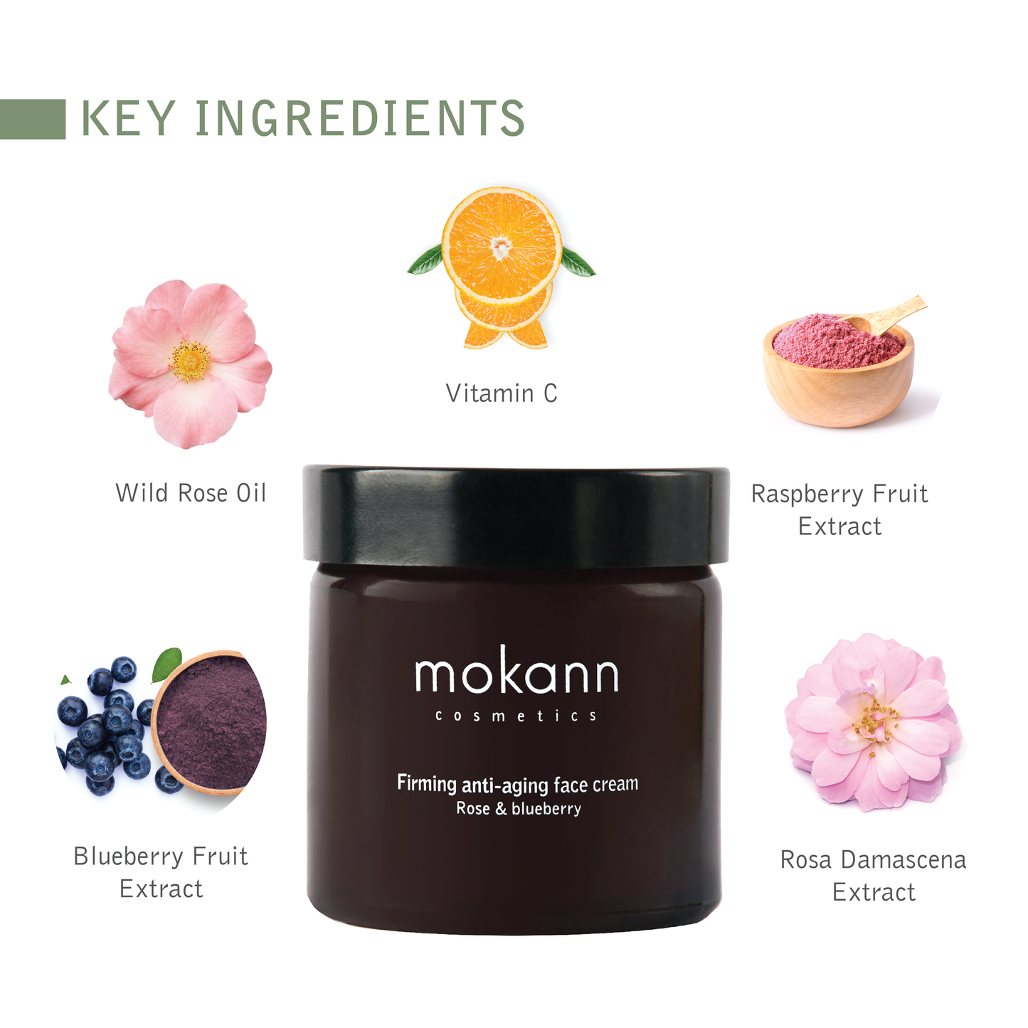 Vegan Firming anti-aging face cream rose and blueberry - Mokann / Mokosh